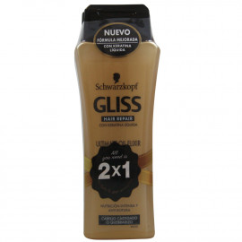 Gliss champú 2X250 ml. Oil elixir cabellos quebradizos.