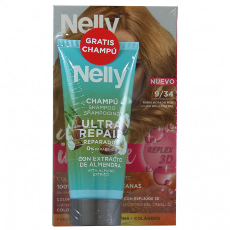 Nelly Creme intense dye. 9/34 honey blonde hair + free 100 ml. Shampoo.