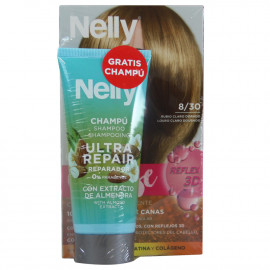Nelly Creme intense dye. 8/30 golden blond + free 100 ml. Shampoo.