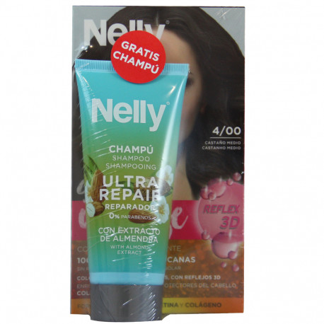 Nelly Creme intense tinte. 4/00 Castaño medio + Champú regalo 100 ml.