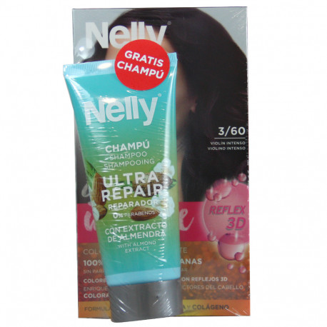 Nelly Creme dye. 3/60 dark red colour + free 100 ml. Shampoo.