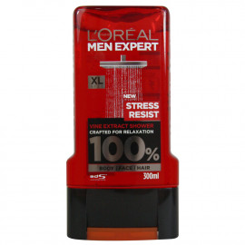 L'Oréal Men expert gel de ducha 300 ml. Stress resist cuerpo cara y cabello.
