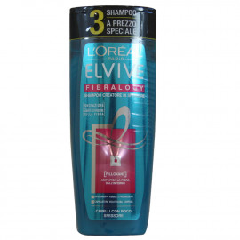L'Oréal Elvive champú 3X250 ml. Fibralogy cabello con poca densidad.
