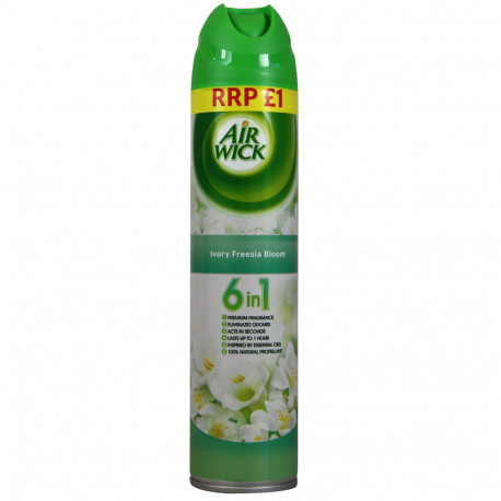 Air Wick ambientador spray 240 ml. Marfil freesia bloom 6 en 1.