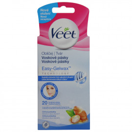 Veet waxing strips for face 20 u. Sensible skin with almond oil.