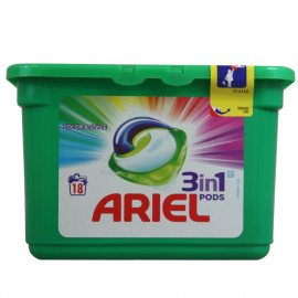Ariel detergente en cápsulas 3 en 1 - 18 u. Color 486 gr.