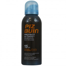 Piz Buin solar mousse 150 ml. Protection 15 protect and cool.