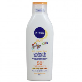 Nivea Sun leche solar 200 ml. Protección 50 protección piel sensible niños. (caja 48 u.)