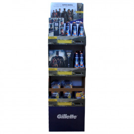 Gillette display 38 u. Surtido packs + geles + maquinillas + recambios. Super héroes liga de la justicia.
