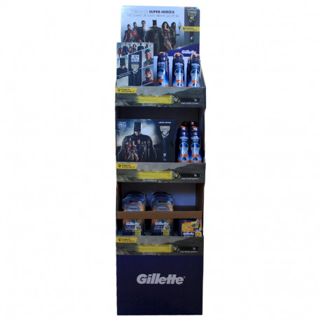 Gillette display 38 u. Assortment packs + gels + razors + blades. Heroes league of justice