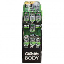 Gillette Body display 86 u. Razors + blades.