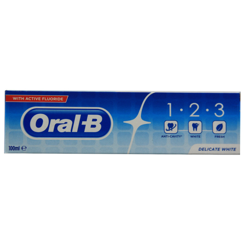 nietig verdrievoudigen omverwerping Oral B toothpaste 100 ml. 1·2·3 delicate white with active fluorine. -  Tarraco Import Export
