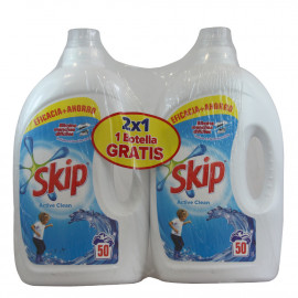 Skip detergente líquido 50+50 dosis 2X3 l. Active Clean.