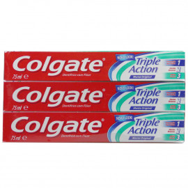 Colgate pasta de dientes 3X75 ml. Triple Acción.