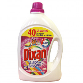 Dixan gel detergent 40 dose. Total plus color.