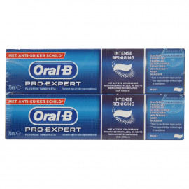 Oral B pasta de dientes 2X75 ml. Pro-Expert limpieza intensiva menta.