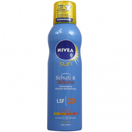 Nivea Sun solar milk spray 200 ml. Protection 30 Activa el bronceado.