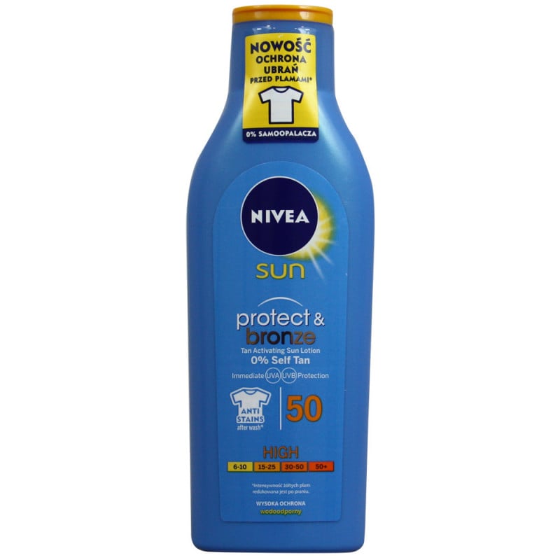 verwijzen achterlijk persoon exotisch Nivea Sun solar milk 200 ml. Protection 50 protects & bronze. - Tarraco  Import Export