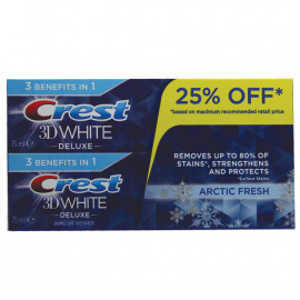 Crest pasta de dientes 75 + 75 ml. 3D White Deluxe.