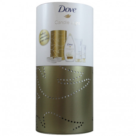 Dove pack candle Gel 500 ml. + body lotion 200 ml. + hand cream 75 ml. + 3 velas.