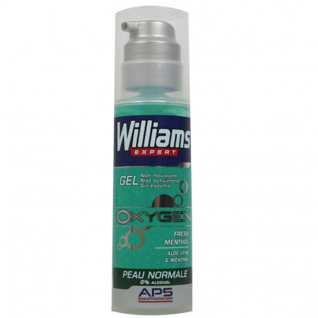Williams Oxygen shaving gel 150 ml. Norma skin Aloe Vera & Mentol.