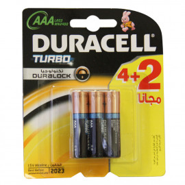 Duracell pilas 4+2 u. Turbo alkaline 6 AAA 1.5 V LR03 MN2400.